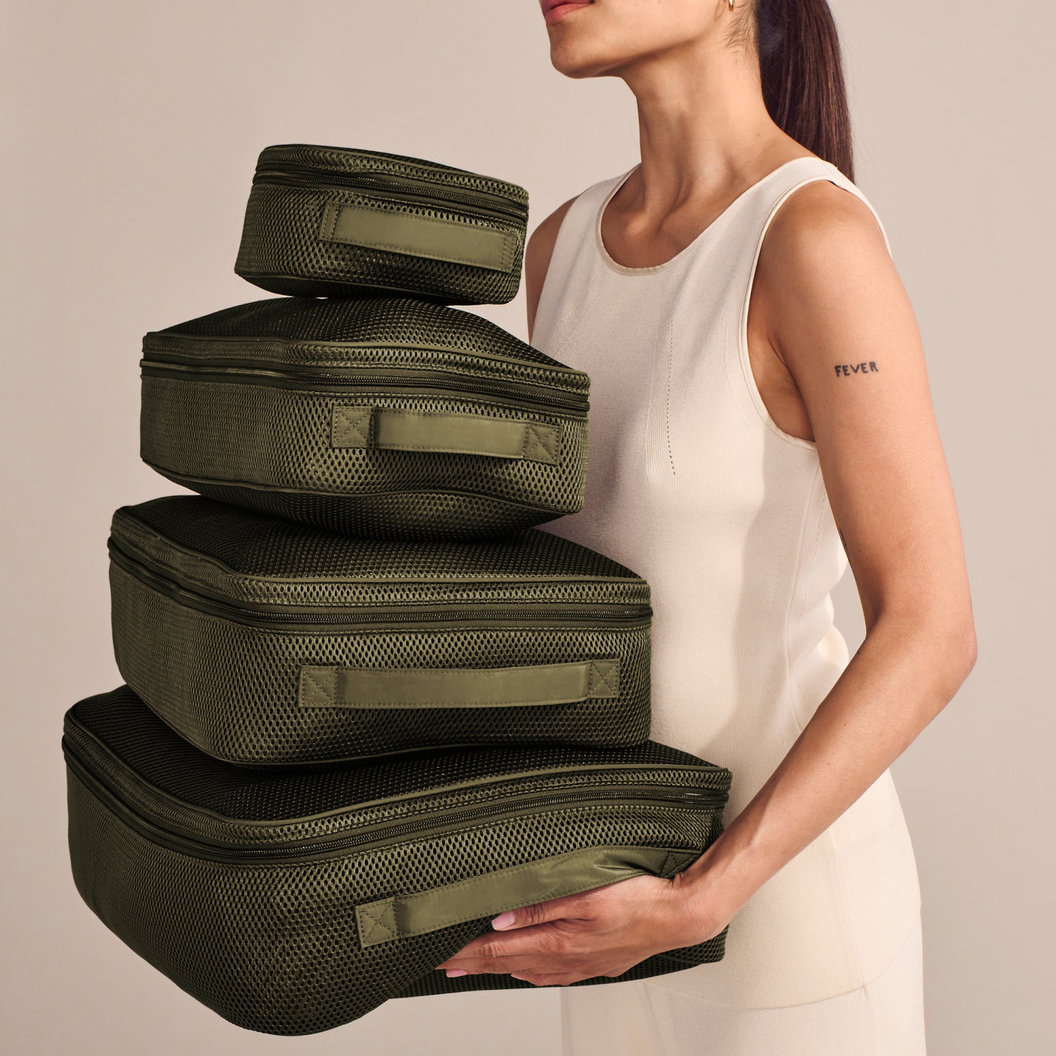 Roma Packing Cube in Citrine Air Mesh. Extra Large - Image 6