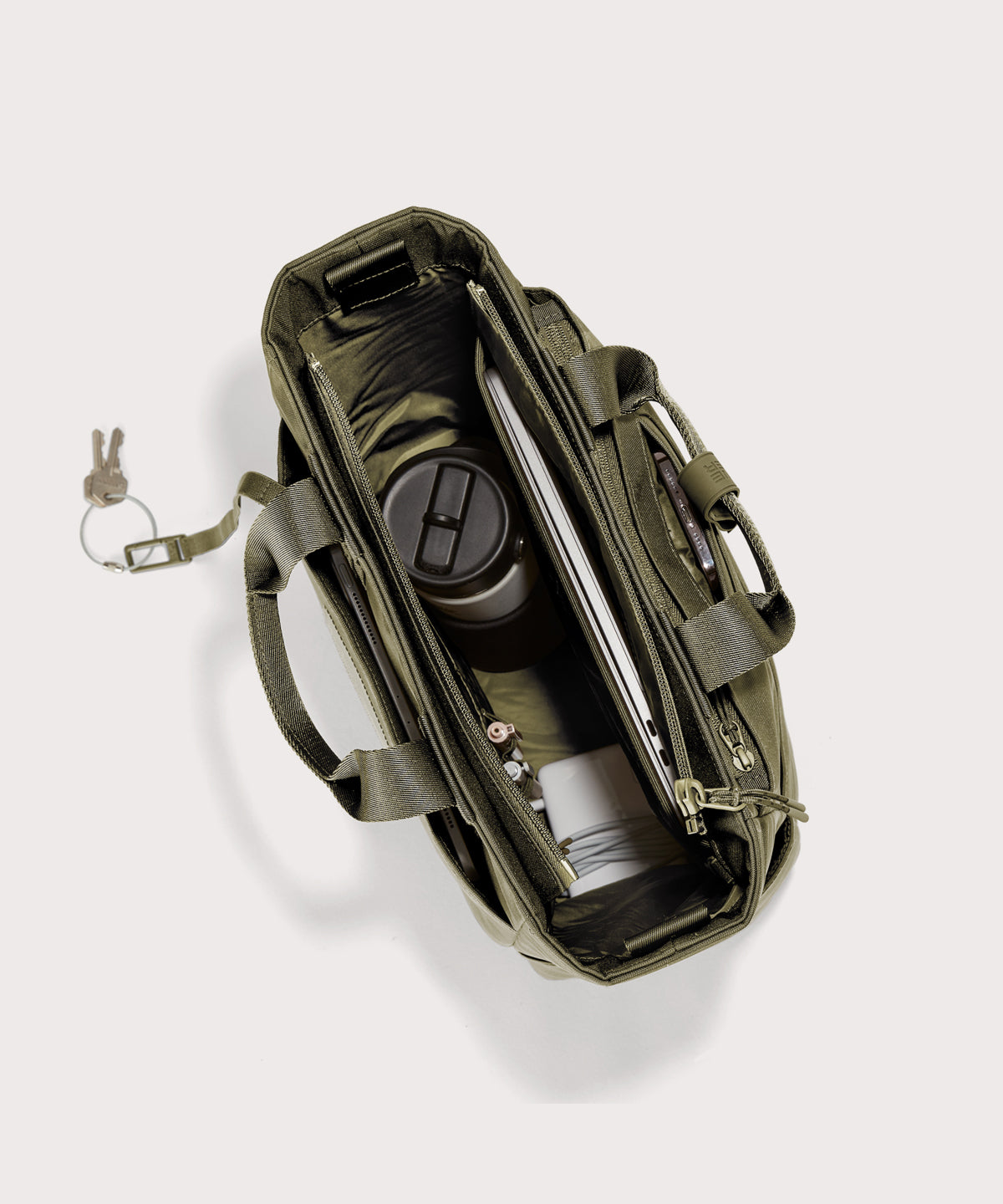 Petra Convertible Tote in Dark Moss - Image 2